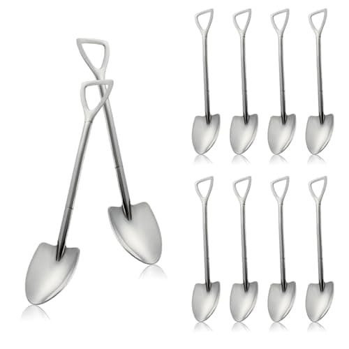 8 Pack 6 Inches Small Shovels Desserts Spoons for Coffee, Espresso, Tea, Party, Kitchen, Gelato, Demitasse, Decorations, Fruit (Stainless Steel, Silver)