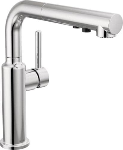 Delta Daneri Chrome Kitchen Faucet with Pull-Out Sprayer, Modern Single Hole Kitchen Sink Faucet, Single Handle, Chrome 16879-DST