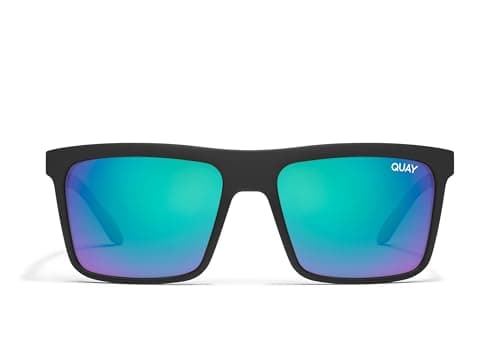 QUAY - Men's Sunglasses, Oversized Square Shades, UV Protected Lenses (Let It Run, Matte Black)