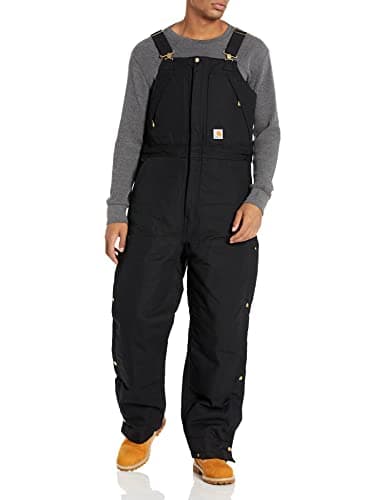 Carhartt Mens Loose Fit Firm Duck Insulated Biberall Bibs Overalls, Black, XX-Large US