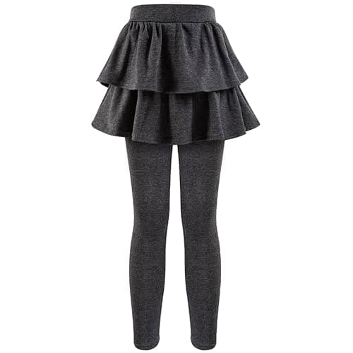 GUOGUOWU Girls Leggings with Skirt School Uniform Pants, Dark Grey, 9-10 Years