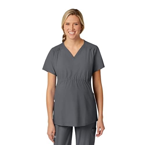 WINK W123 Maternity V-Neck Scrub Top, Pewter, XL