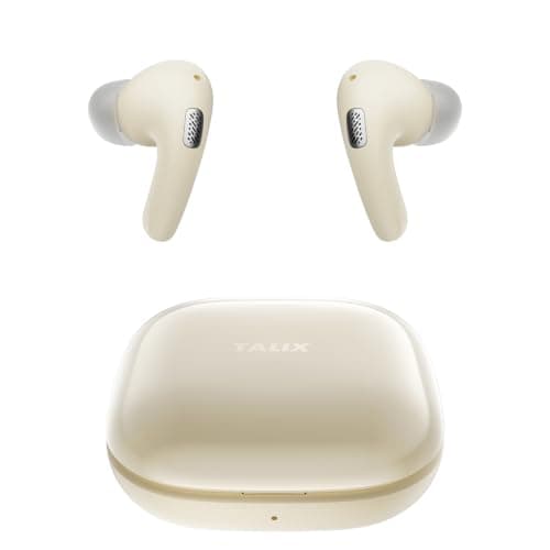 TALIX T30 Noise Cancelling Earbuds with Phone Stand, Punchy Bass, 4-Mic, True Wireless Bluetooth 6.0 in Ear Headphones, 28H Playtime, IPX4(Off-White)