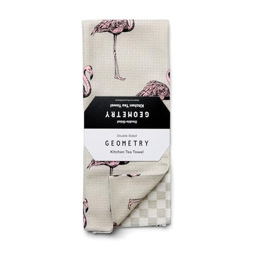 GEOMETRY Tea Towels – Spring & Summer Collection – Quick-Dry, Ultra-Absorbent, Reusable Microfiber Kitchen Towels for Drying & Cleaning - Flamingo Dance - 1 Pack
