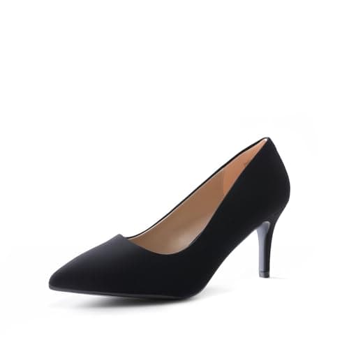 DREAM PAIRS Women's High Stiletto Heels Closed Pointed Toe Dress Pumps Shoes for Wedding Work Office Business, 3 Inches,Size 6,Black/Nubuck,KUCCI