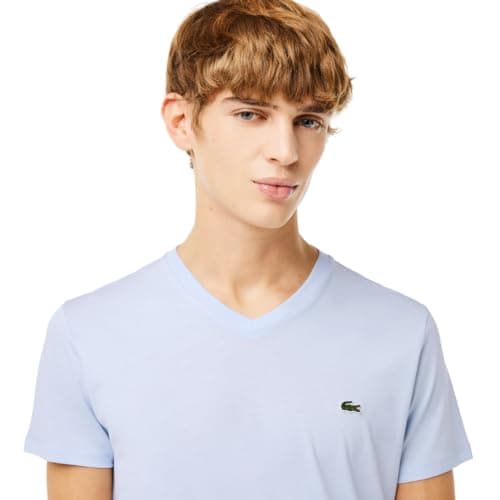 Lacoste Men's Lightweight Cotton Pima V-Neck T-Shirt, Phoenix Blue, X-Small