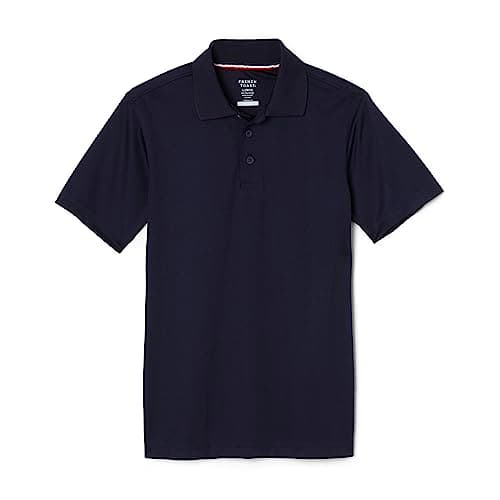 French Toast Men's Short Sleeve Moisture Wicking Stretch Sport Polo Shirt, School Uniforms for Kids and Teens, Navy, X-Large