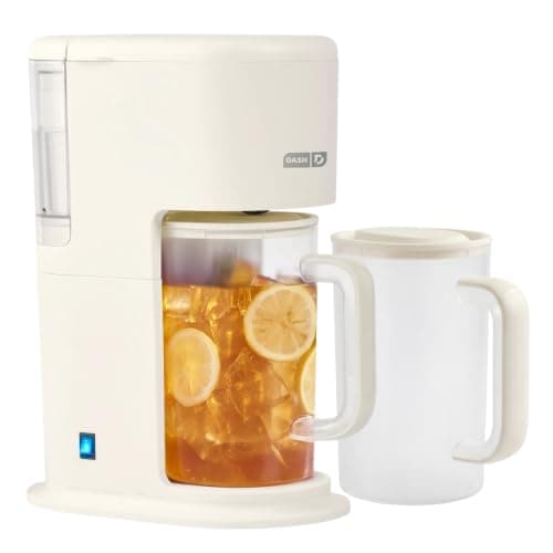 DASH Summer Sippers™ Iced Tea Maker and Iced Coffee Maker - Dissolves Sugar, Brews Over Ice - Reusable Coffee Filter for Grounds, Loose-Leaf Tea & Bags - Two 32oz Pitchers & Infuser Cylinders