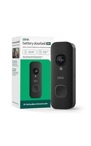 Blink Battery Doorbell 2K+ (newest model) — Wireless video doorbell, 2K resolution, enhanced audio. Required Sync Module not included – Add-On (Black)
