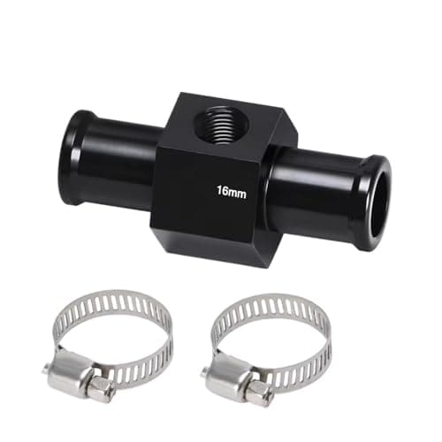 Water Temp Gauge Radiator Temperature Joint Pipe 40mm 38mm 36mm 34mm 32mm 30mm 28mm 20mm 18mm 16mm 22mm part(Black-16MM)
