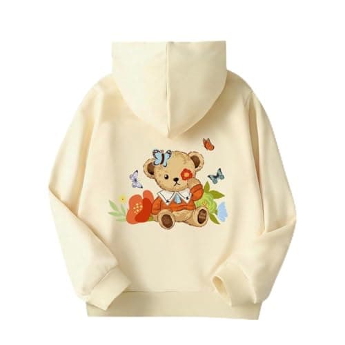Arshiner Girls Tie Dye Sweatshirts Loose Casual Hoodies Long Sleeve Pullover Hooded Tops Beige Teddy Size 8-10