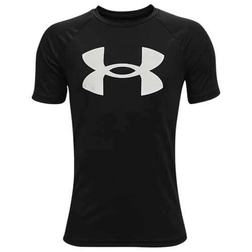 Under Armour Boys Tech Big Logo Short Sleeve T-Shirt , Black (001)/White , X-Small