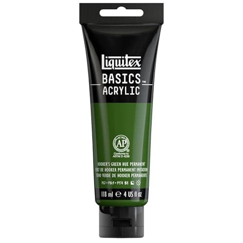 Liquitex BASICS Acrylic Paint, 4-oz Tube, Hooker’s Green Hue Permanent
