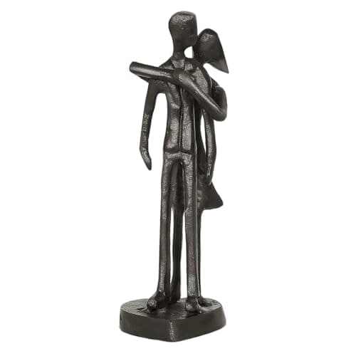 DreamsEden Couple Sculpture, Handmade Cast Iron Embrace Statue, 6th Anniversary Wedding Gift for Him Her, Romantic Home Decor for Mantle Desk, Kissing Couple Figurine