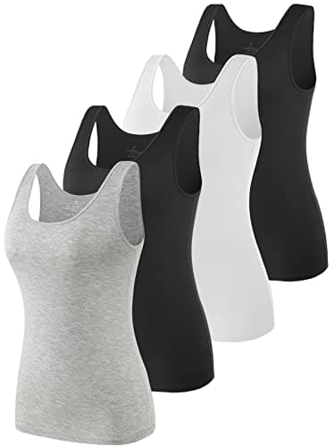 Vislivin Womens Supersoft Camisole Stretch Casual Tank Tops Black/White/Black/Gray S