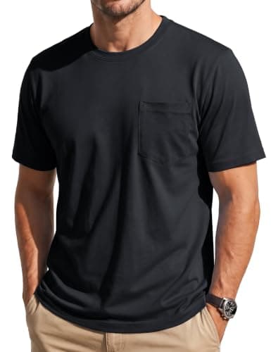 MAGNIVIT Men's Pocket T-Shirt Short Sleeve Cotton Casual Tee Black XL