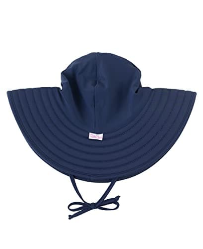 RuffleButts Toddler Girls UPF 50+ - Wide Brim Sun Hat Navy
