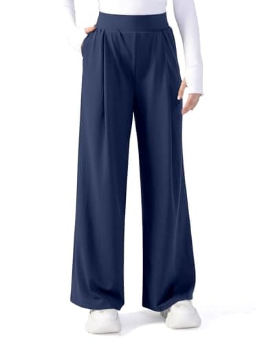 JOYCATCH Womens Wide Leg Yoga Dress Pants Buttery Soft High Waist Casual Pants Pull On Work Trousers Navy
