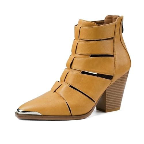 WRFCZGF Western Heels for Women Ankle Boots Western Booties Banana 10.5
