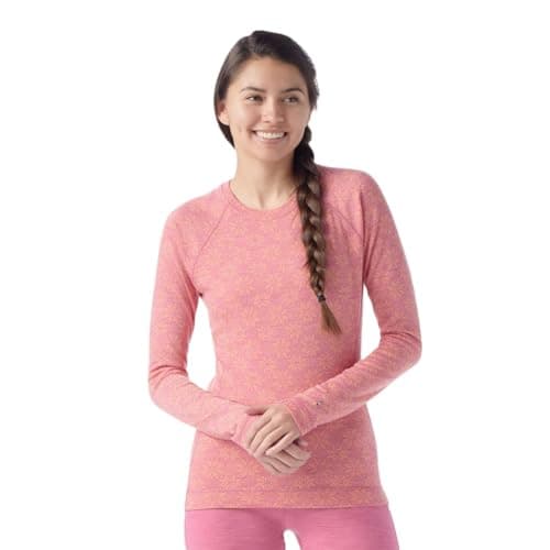 SmartWool Womens Classic Thermal Merino Base Layer Crew Garden Pink Digi Snow Medium