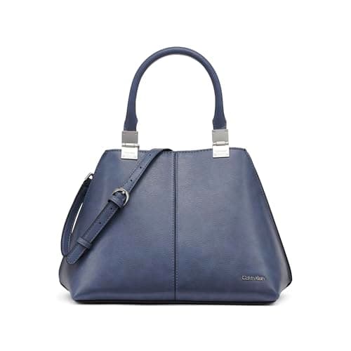 Calvin Klein Women's Granite Geometric Satchel – 2 in 1, Folkstone Grey, One Size