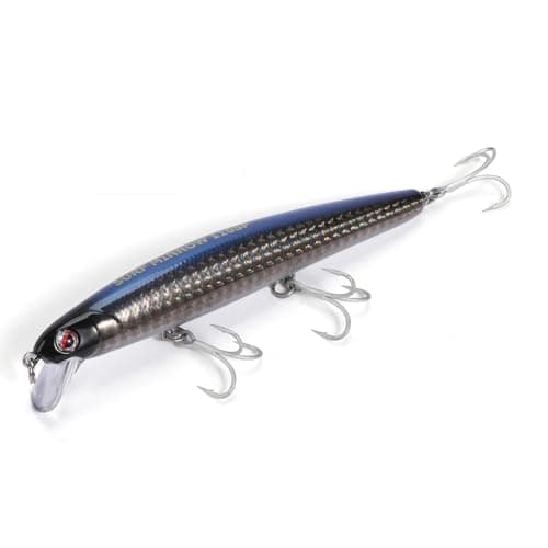 LITTMA California Surf Fishing Lures Saltwater Jerkbait Crankbait Surf Minnow 110 - Metallic Sardine Super Glow & Pearl Pink Belly Glow Lures for Halibut & Striper Fishing