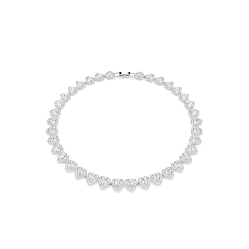 Swarovski Ariana Grande Heart All-Around Tennis Style Crystal Necklace in Rhodium Finish - Part of the Ariana Grande x Capsule Collection