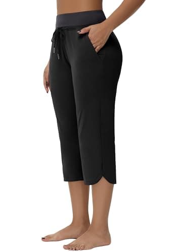 MIVEI Women's Swim Capris Long Shorts Quick Dry UPF 50+ Lightweight 2025 Swimming Pants with Zipper Pockets Black