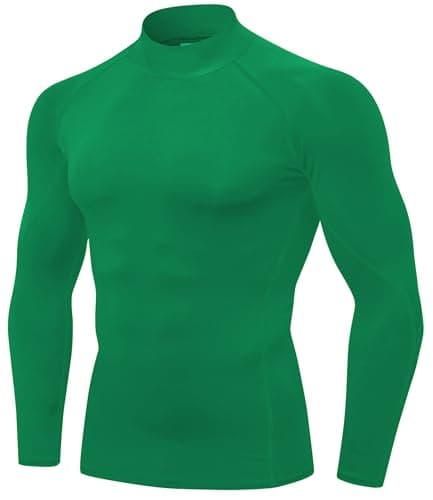 SPVISE Green Compression Shirt Long Sleeve Men Mock Turtleneck Workout Top