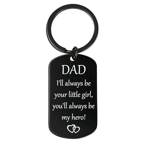 JIOMULIG Fathers Day Dad Gifts from Daughter - I'll Always Be Your Little Girl Engraved Keychain, Black Stainless Steel Meaningful Keepsake for Daddy Papa Stepdad Birthday Christmas Valentines Present