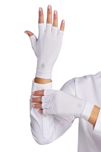 Coolibar Fingerless UV Sun Gloves - UPF 50+ Sun Protection - Ouray in White
