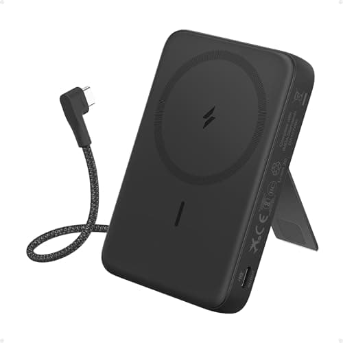 ANKER Zolo Magnetic Power Bank, 10,000mAh Wireless Portable Charger with 30W Max Fast Charging, Battery Pack with Built-in USB-C Cable and Adjustable Stand, for iPhone 17/16/15 Series, AirPods etc.