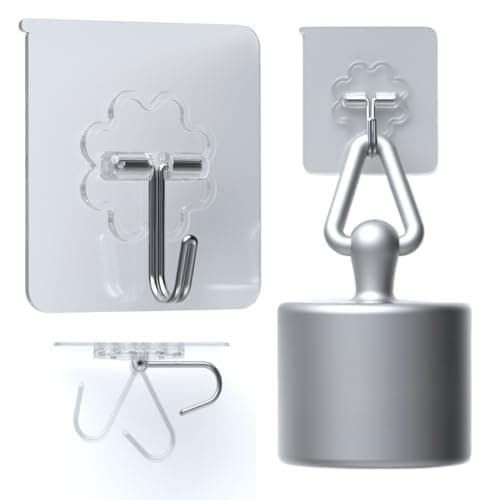 DDMY Adhesive Wall Hooks Heavy Duty 50LB Clear Hook 24 Pack for Hanging