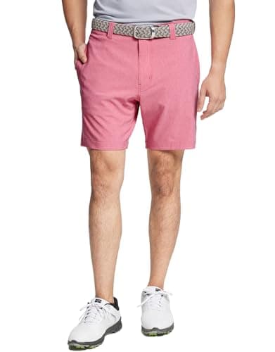 M MAELREG Golf Shorts Casual Quick Dry Lightweight Soft Flat Front Sports Business Pocket 7 inch Inseam Polo Shorts for Men Pink