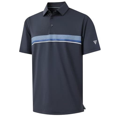 M MAELREG Mens Polo Shirts Short Sleeve Performance Quick Dry Athletic Striped Print Collared Golf Shirts for Men