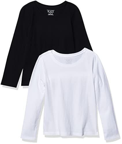 The Children's Place Baby-Girls and Toddler Basic Long Sleeve Layering Tees Black/White 2-Pack 9-12 Months