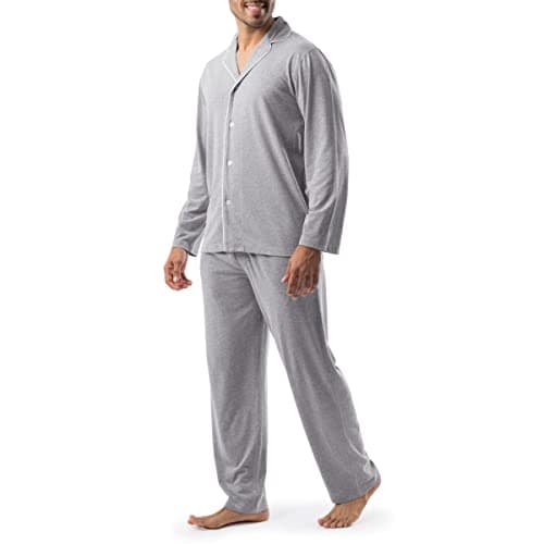 IZOD Men's Sueded Jersey Knit Pajama Set, Grey, XX-Large