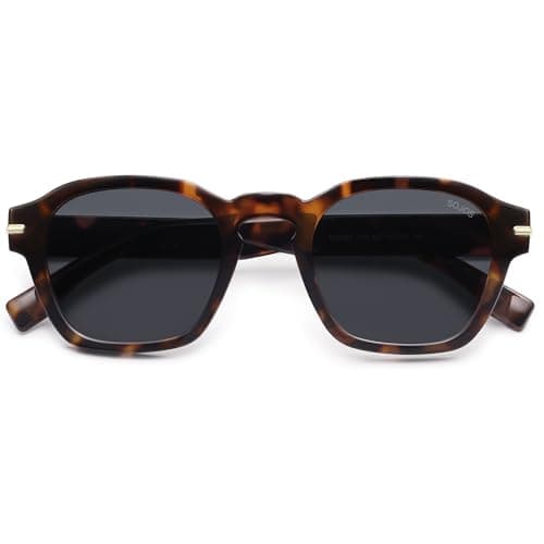 SOJOS Vintage Retro Square Polarized Sunglasses Men Trendy Womens Sun Glasses SJ2382 Tortoise Frame Grey Lens