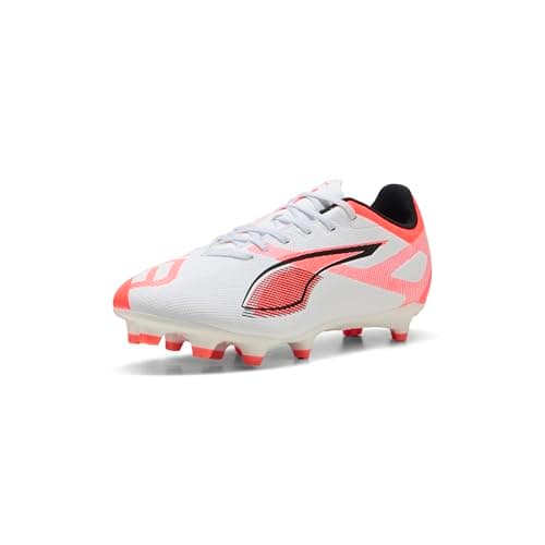 Puma, Men's, Ultra 5 Play Firm, Artificial Ground Soccer Cleats, Puma White-Puma Black-Glowing Red, 12