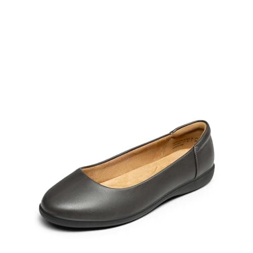 DREAM PAIRS Women’s Comfortable Ballet Dressy Work Flats, Round Toe Slip On Office Shoes,Size 7.5,Dark Grey-Pu,SDFA2312W