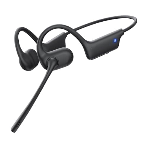 CXK Open Ear Headphones with Mic, Bluetooth 5.4 Dual Noise Canceling Mic for Clear Calls, 23g Lightweight Headset with Mute Button, 12H Playtime Air Conduction Headphones for Call, Meeting, Drivingng