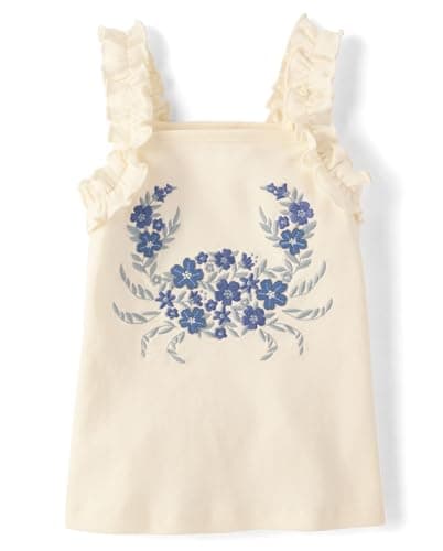 Gymboree,Girls,and Toddler Sleeveless Embroidered Top,Floral Crab,2 Years