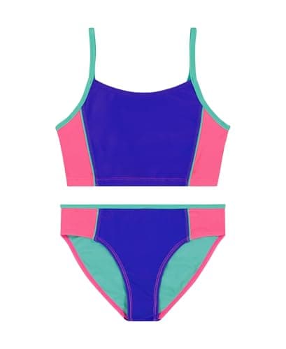 Under Armour Kids Piping Color-Block Two piece Suit - Polyester-Spandex Blend Construction - Scoop NeckAero Pink 4 Little Kids One Size