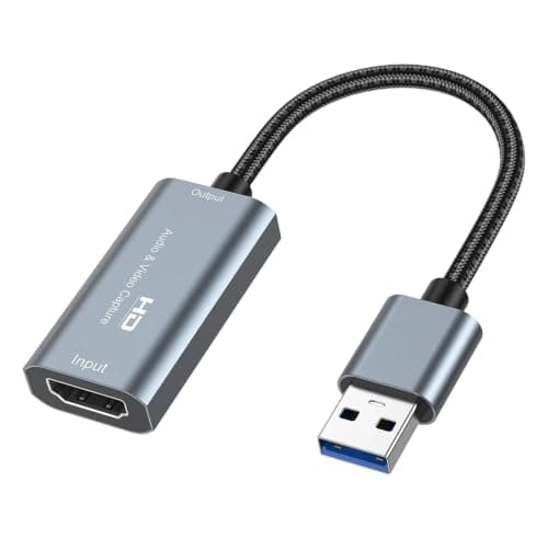 HDMI Capture Card USB 3.0, 1080P 60FPS Video Capture Card, 4K@30Hz HDMI to USB A Capture Adapter for Streaming, Gaming, Recording, OBS, PS5, Xbox, Switch, DSLR Camera, Windows Mac Linux