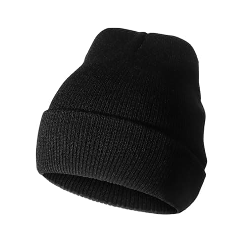 Scotamalone Beanie Hat for Women Men Knit Cuffed Cap Black