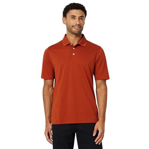 Amazon Essentials Men's Regular Fit Golf Polo Shirt, Moisture-Wicking Quick Dry, Recycled Polyester, Short Sleeve, Brick Red, X-Large
