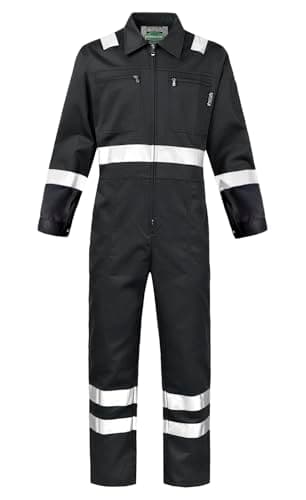 KTWOLEN Mens Work Coveralls High Visibility Overalls Mechanic Jumpsuit Garage Zip Coverall, Black, S