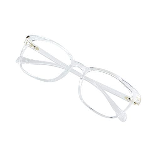 VisionGlobal Blue Light Blocking Glasses for Women Men, Square Frame Computer Reading Glasses(Clear,+4.50 Magnification)