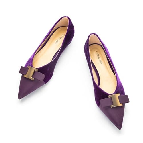C.Paravano Flats for Women | Pointed Toe Flats | Ballet Flats | Women Dressy Shoes Comfortable(Size 9.5,Purple Velvet)