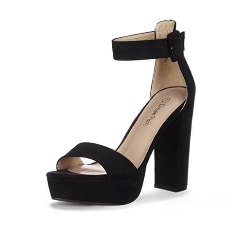 DREAM PAIRS Womens HI-LO High Heel Platform Pump Sandal Orinthia,Size 5.5,Black/Suede,HI-LO
